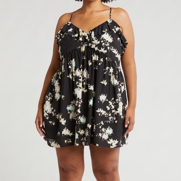 Nordstrom Dresses & Skirts - Joie Black/White Floral Mini Summer Ruffle Dress Spaghetti Strap Plus Size 4X